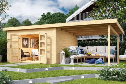 dřevěný domek KARIBU NORTHEIM 5 + přístavek 330 cm (91475) natur