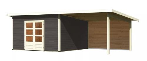 dřevěný domek KARIBU NORTHEIM 5 + přístavek 330 cm včetně zadní stěny (9276) terragrau