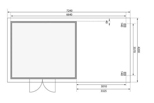 dřevěný domek KARIBU NORTHEIM 5 + přístavek 330 cm včetně zadní stěny (9276) terragrau