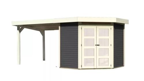 dřevěný domek KARIBU GOLDENDORF 3 + přístavek 280 cm (78247) terragrau