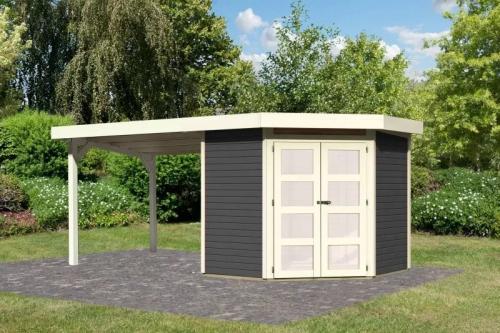 dřevěný domek KARIBU GOLDENDORF 3 + přístavek 280 cm (78247) terragrau