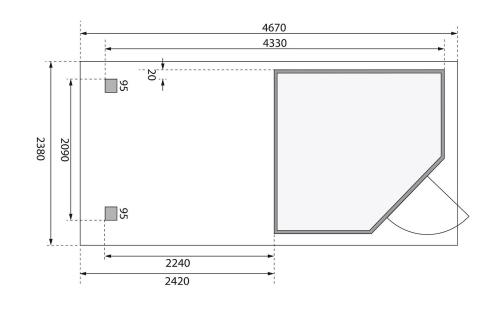 dřevěný domek KARIBU SCHWANDORF 3 + přístavek 240 cm (77739) terragrau