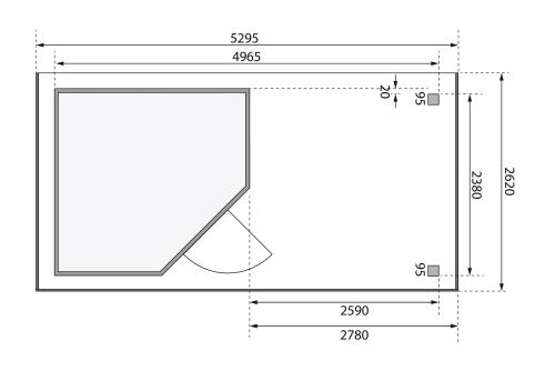 dřevěný domek KARIBU SCHWANDORF 5 + přístavek 280 cm (77750) natur