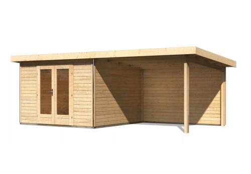 dřevěný domek KARIBU RADEBURG 1 + přístavek 330 cm včetně zadní stěny (31472) natur