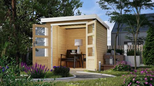 hybridní domek KARIBU PLUTO A (97889) natur / bílý