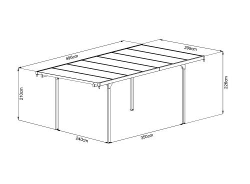 alumínium pergola LANITPLAST ALU 53 antracit + clear PC