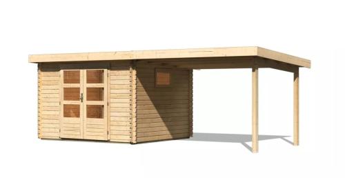 dřevěný domek KARIBU TRITTAU 3 + přístavek 330 cm (10045) natur