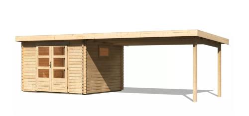 dřevěný domek KARIBU TRITTAU 3 + přístavek 440 cm (10049) natur