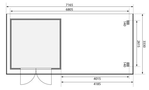 dřevěný domek KARIBU TRITTAU 3 + přístavek 440 cm (10049) natur