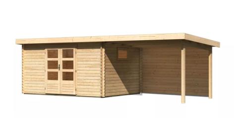 dřevěný domek KARIBU TRITTAU 5 + přístavek 330 cm včetně zadní stěny (10060) natur