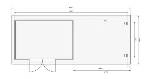 dřevěný domek KARIBU TRITTAU 5 + přístavek 440 cm (91547) natur 