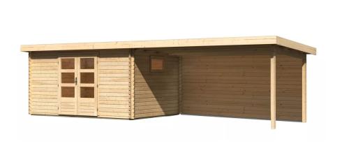 dřevěný domek KARIBU TRITTAU 5 + přístavek 440 cm včetně zadní stěny (10062) natur