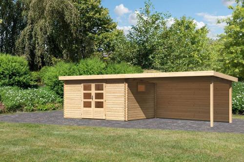 dřevěný domek KARIBU TRITTAU 5 + přístavek 440 cm včetně zadní stěny (10062) natur