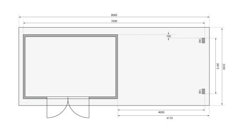dřevěný domek KARIBU TRITTAU 5 + přístavek 440 cm včetně zadní stěny (10062) natur