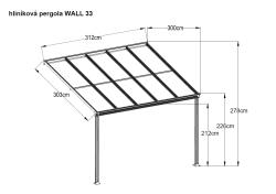 hliníková pergola LANITPLAST WALL 33 FSX antracit + čirý PC