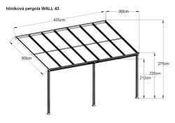 hliníková pergola LANITPLAST WALL 43 FSX bílá + bronz PC