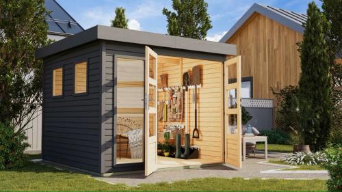 dřevěný domek KARIBU LAHAR 3,5 (11505) terragrau