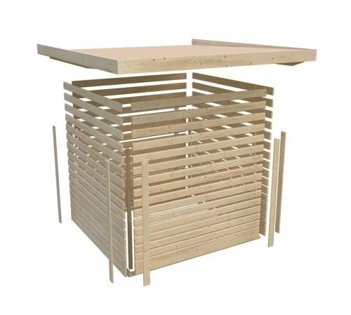 dřevěný domek KARIBU LAHAR 6 + přístavek 240 cm (12134) natur