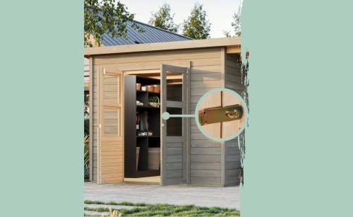 dřevěný domek KARIBU MERSEBURG 2 (8208) světle šedý