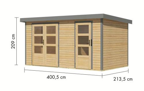 hybridní domek KARIBU MERKUR (12490) natur / šedý