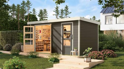 hybridní domek KARIBU MERKUR (12492) terragrau / bílý