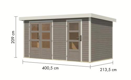 hybridní domek KARIBU MERKUR (12498) světle šedý / bílý