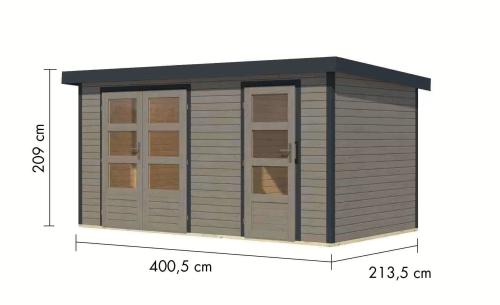 hybridní domek KARIBU MERKUR (12500) světle šedý / antracit
