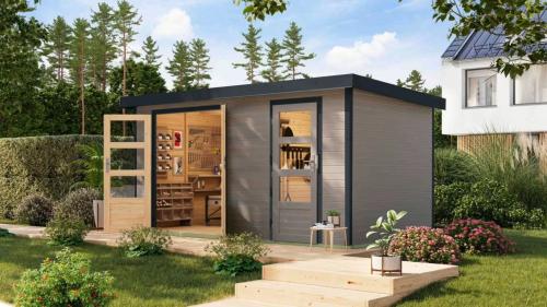 hybridní domek KARIBU MERKUR (12500) světle šedý / antracit