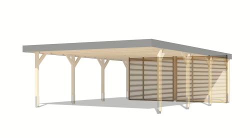 dvojitá zadní lamelová stěna KARIBU ke carportu LEIMHOLZ (12171)