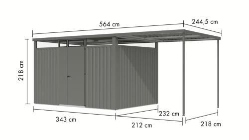 fém kerti ház KARIBU OSTEN 3 (12522) szürke